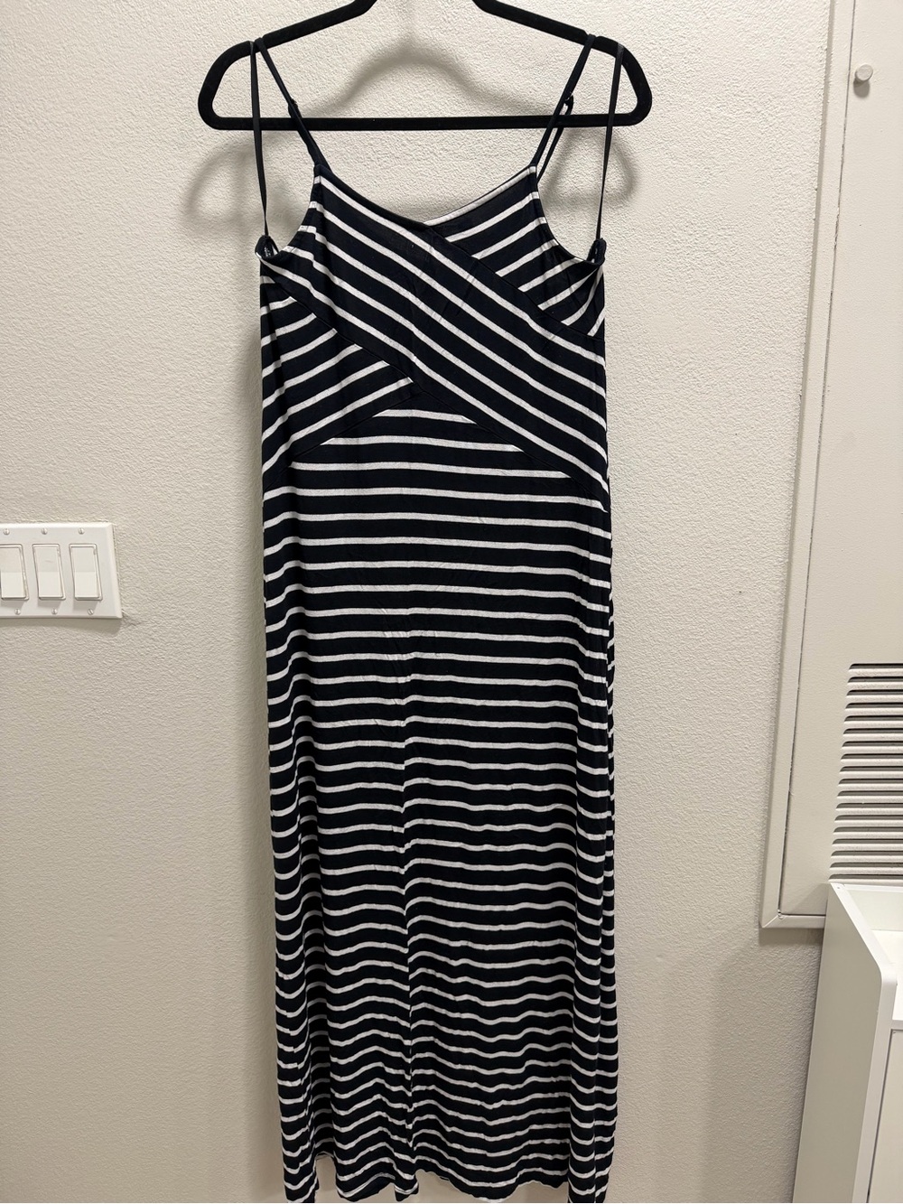 Missimo Black and tWhite Striped Spaghetti Strap Maxi Dress